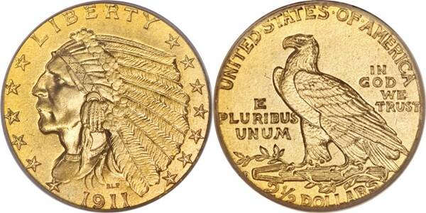 (Only 2 sets left)1908-1929 Indian Head $2.5 Gold Coin Fine Uncirculated Limited Edition