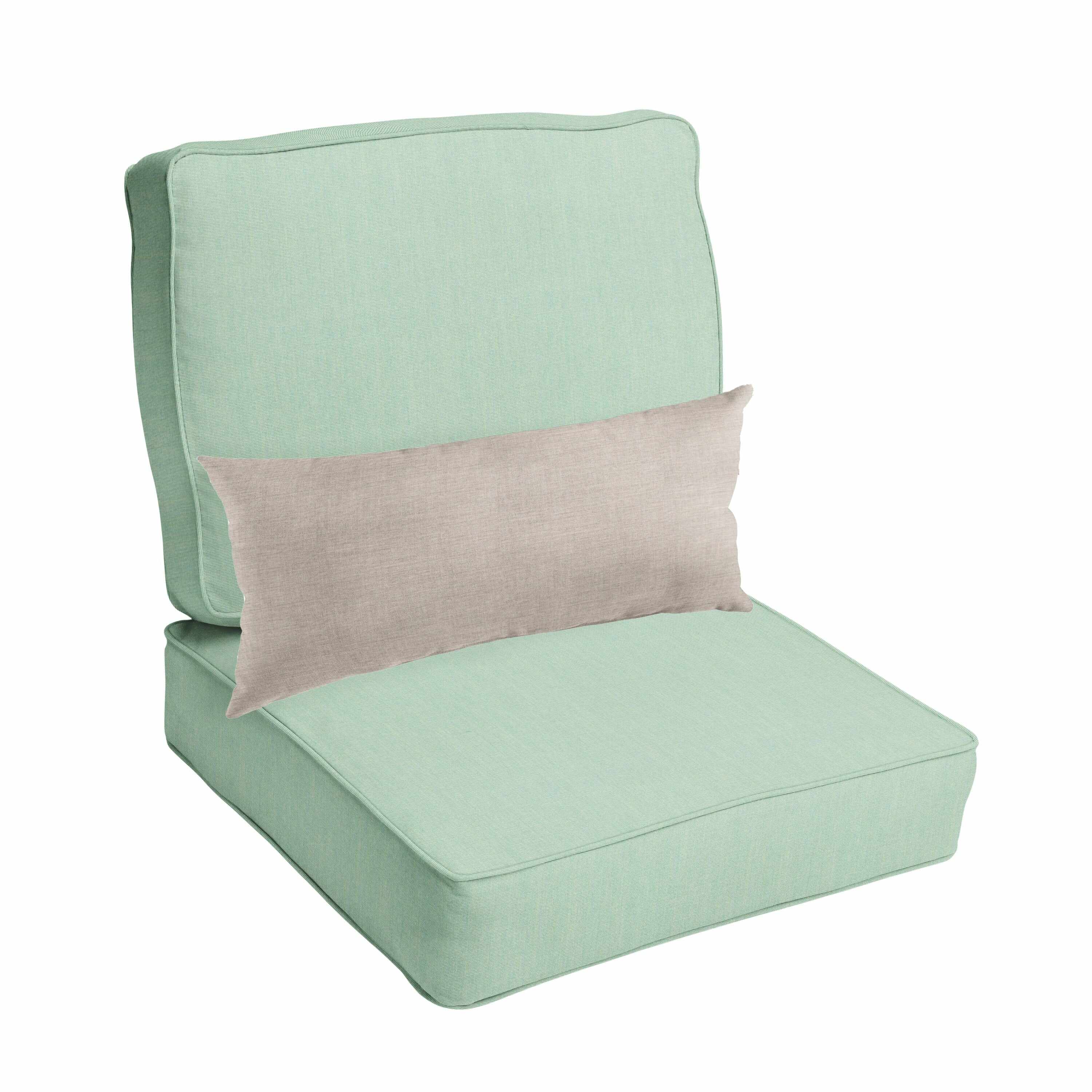 Sorra Home Oakley Sunbrella Solid Indoor/ Outdoor Corded Chair Cushion Set and Lumbar Pillow