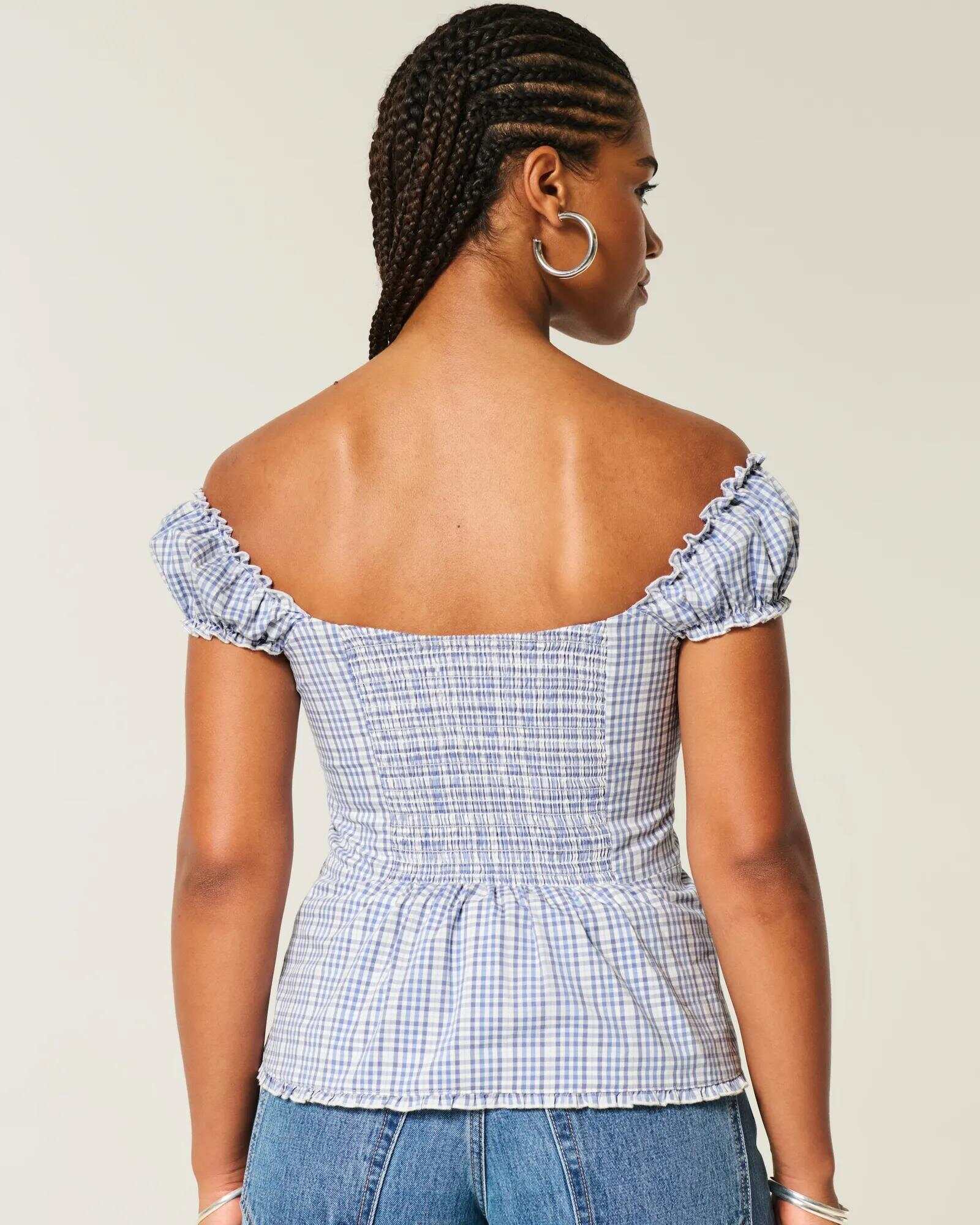 Linen-Blend Tie-Front Peplum Top