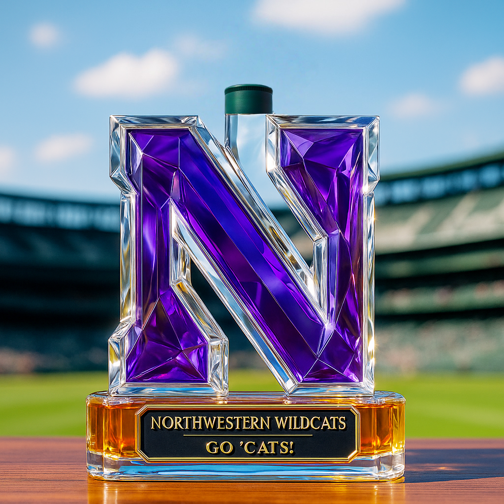 Northwestern University Wildcats Whiskey Bottle