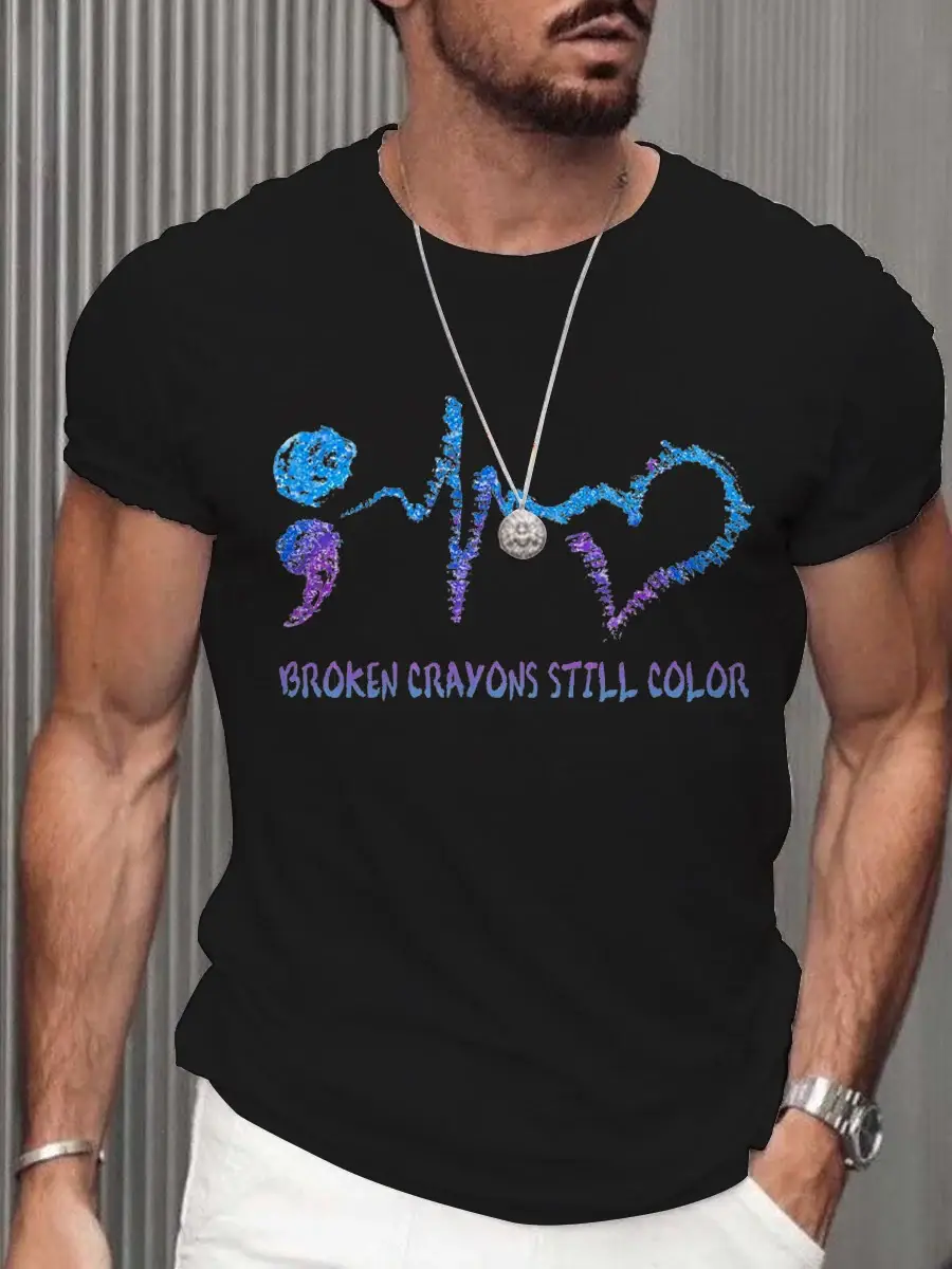 Men's Broken Crayons Still Color Mental Health Matters Awareness T-shirt