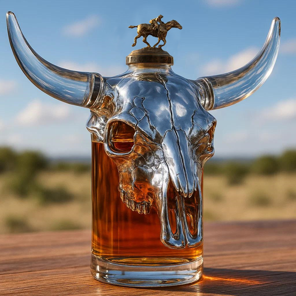 Bull skull whiskey bottle