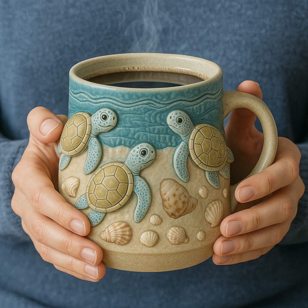 SEA TURTLE RELIEF CERAMIC MUG