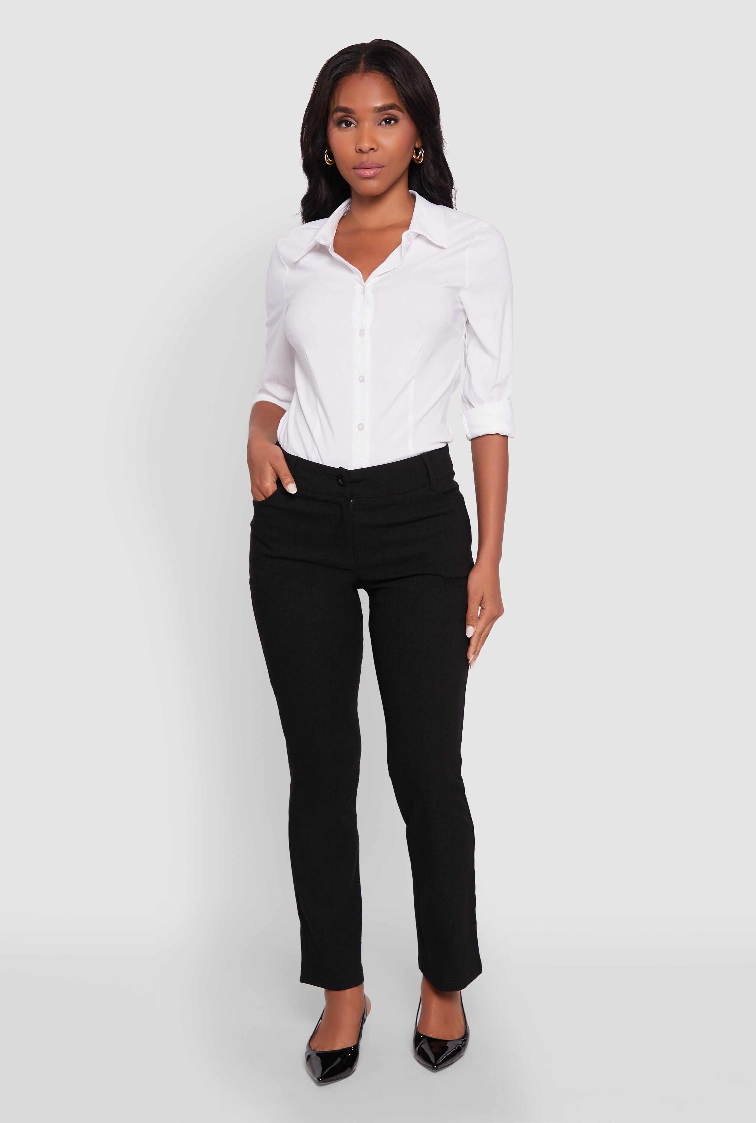 Solid Slim Leg Dress Pants