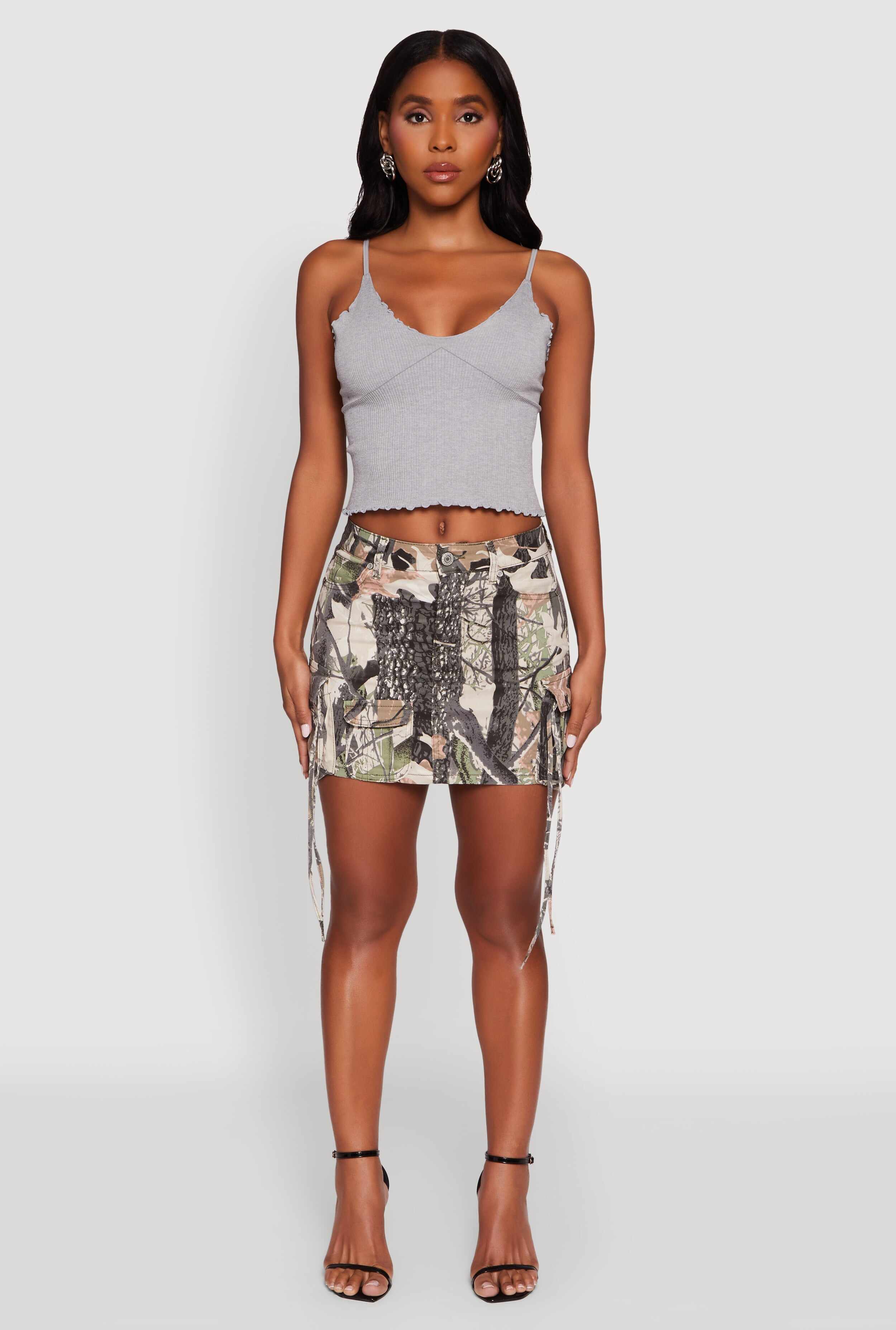 Trendy Hunter Print Mini Cargo Skirt