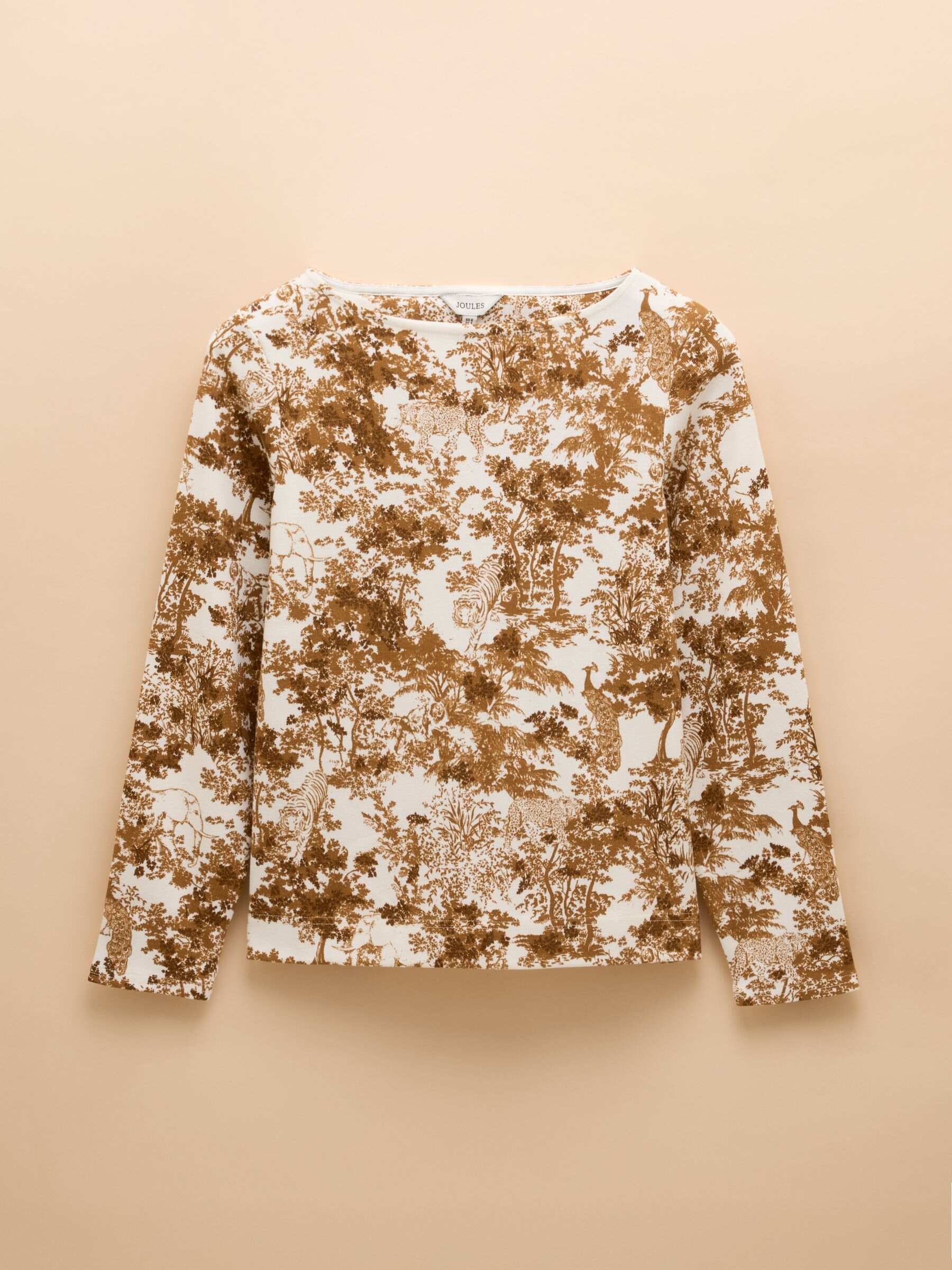Harbour Tan & Cream Toile de Jouy Boat Neck Printed Top