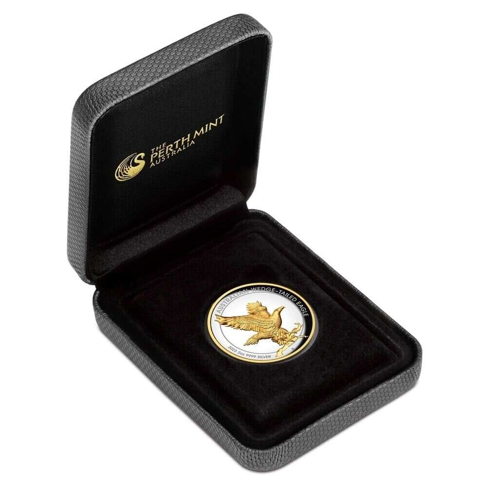 2023 $2 Australian Wedge-tailed Eagle 2oz Silver Proof High Relief Gilded Coin