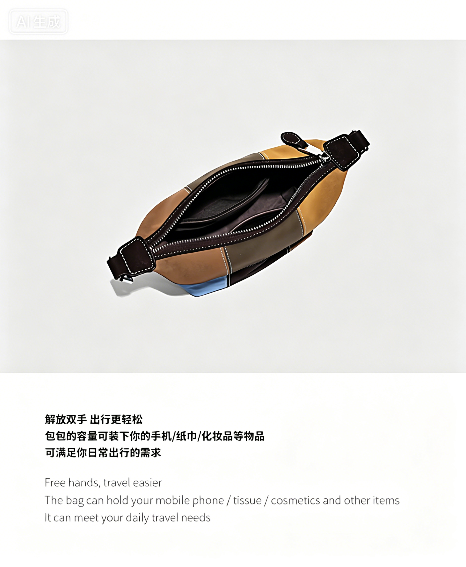 Fashionable women handbag with cowhide leather