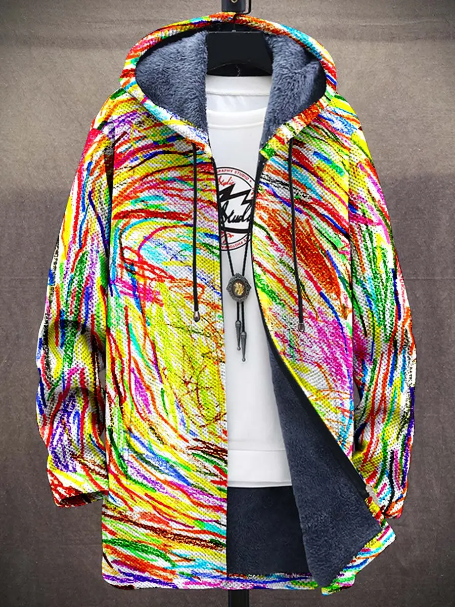 Broken Crayons Still Color Mental Health Motivational Print Unisex Plush Thick Long-Sleeved Sweater Coat Cardigan