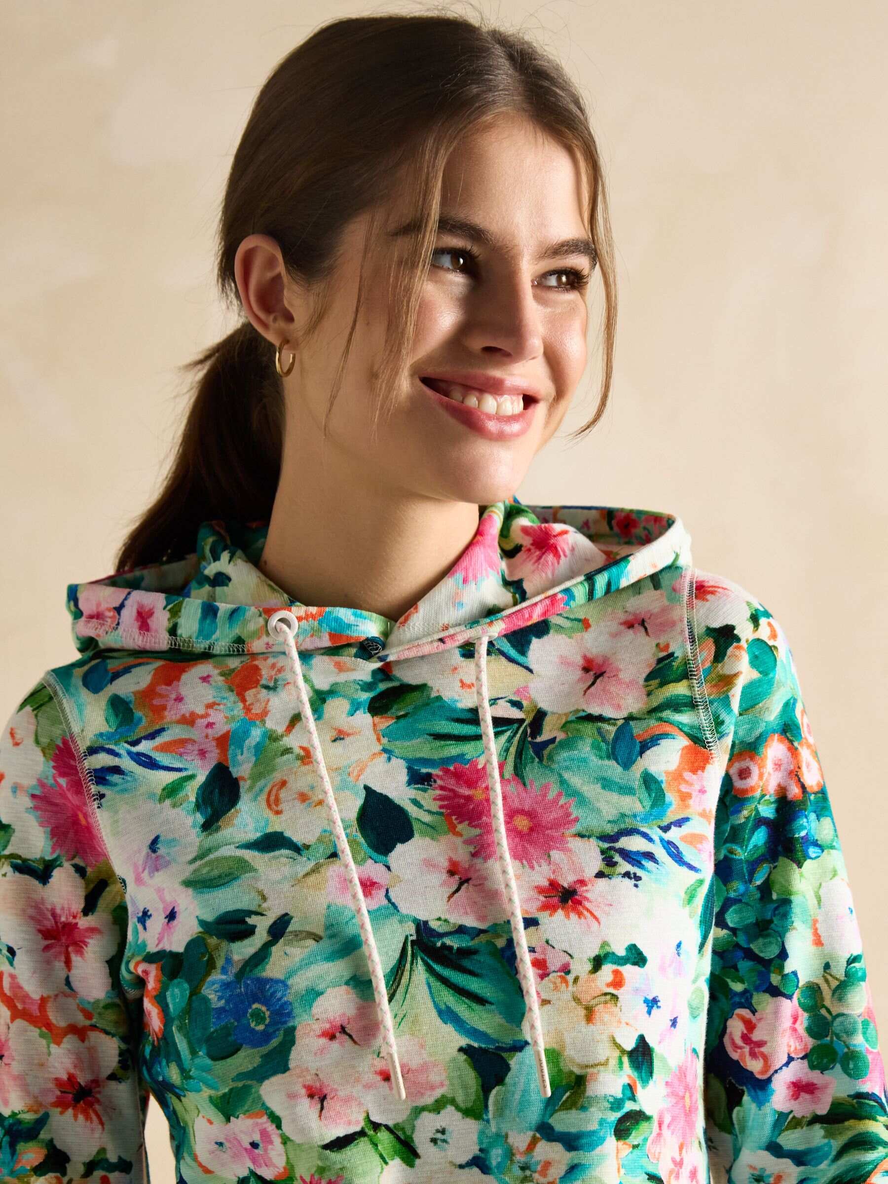 Marlston Floral Cotton Rich Slim Fit Hoodie