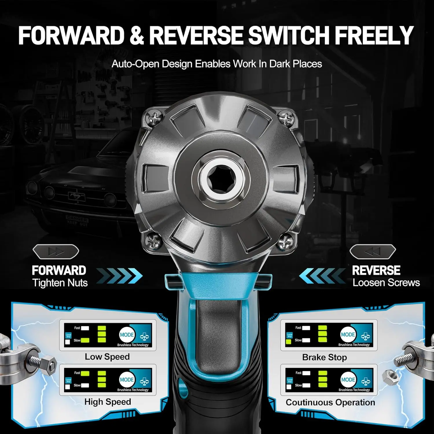 GEVEELIFE 750Nm 3 in 1 Brushless Impact Wrench 1/2