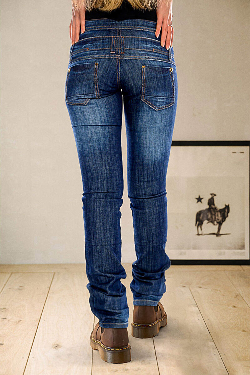 Wash Stitch Detail Layered Waist Mid Rise Skinny Jeans