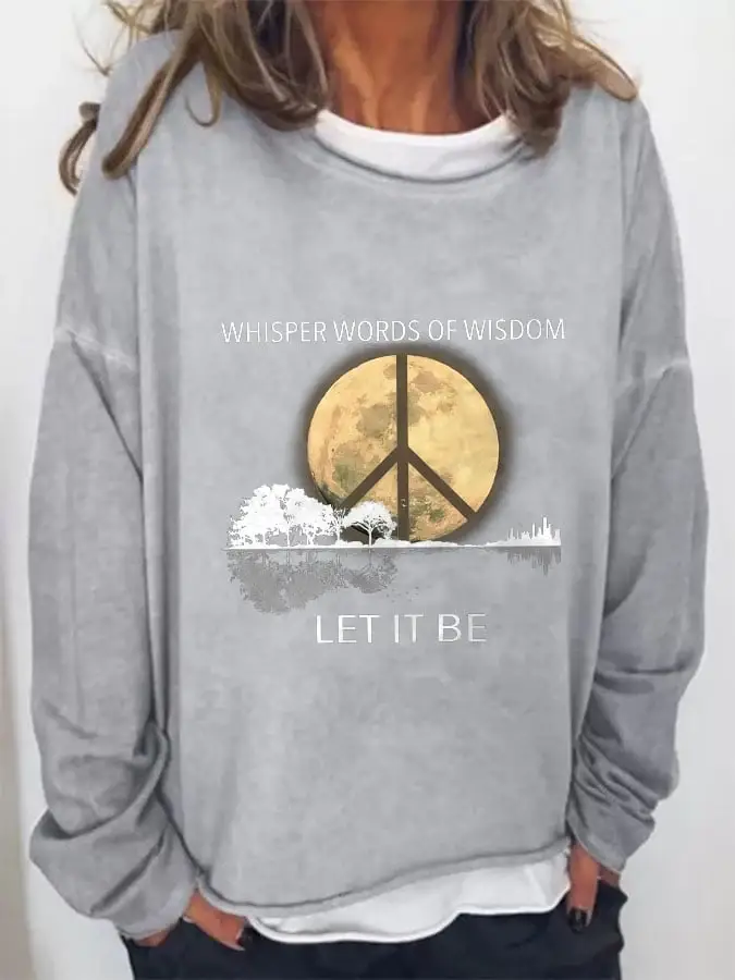 Hippie Guitar Lake Whisper Words Of Wisdom Let It Be Print Sweatshirt