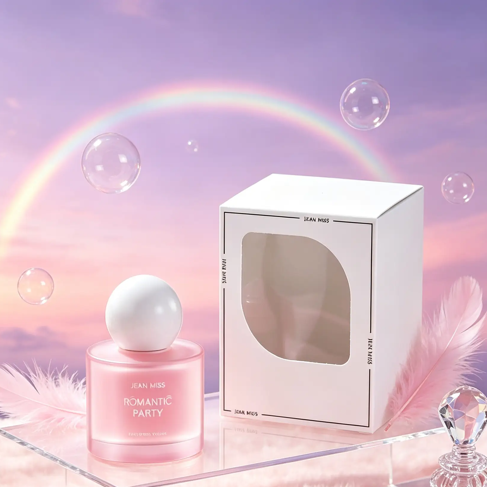Romantic Party Eau de Toilette 50ml, White & Pink Frosted Round Ball Cap Perfume