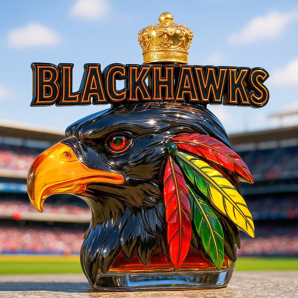 Chicago Blackhawks 100th Anniversary Whiskey Bottle