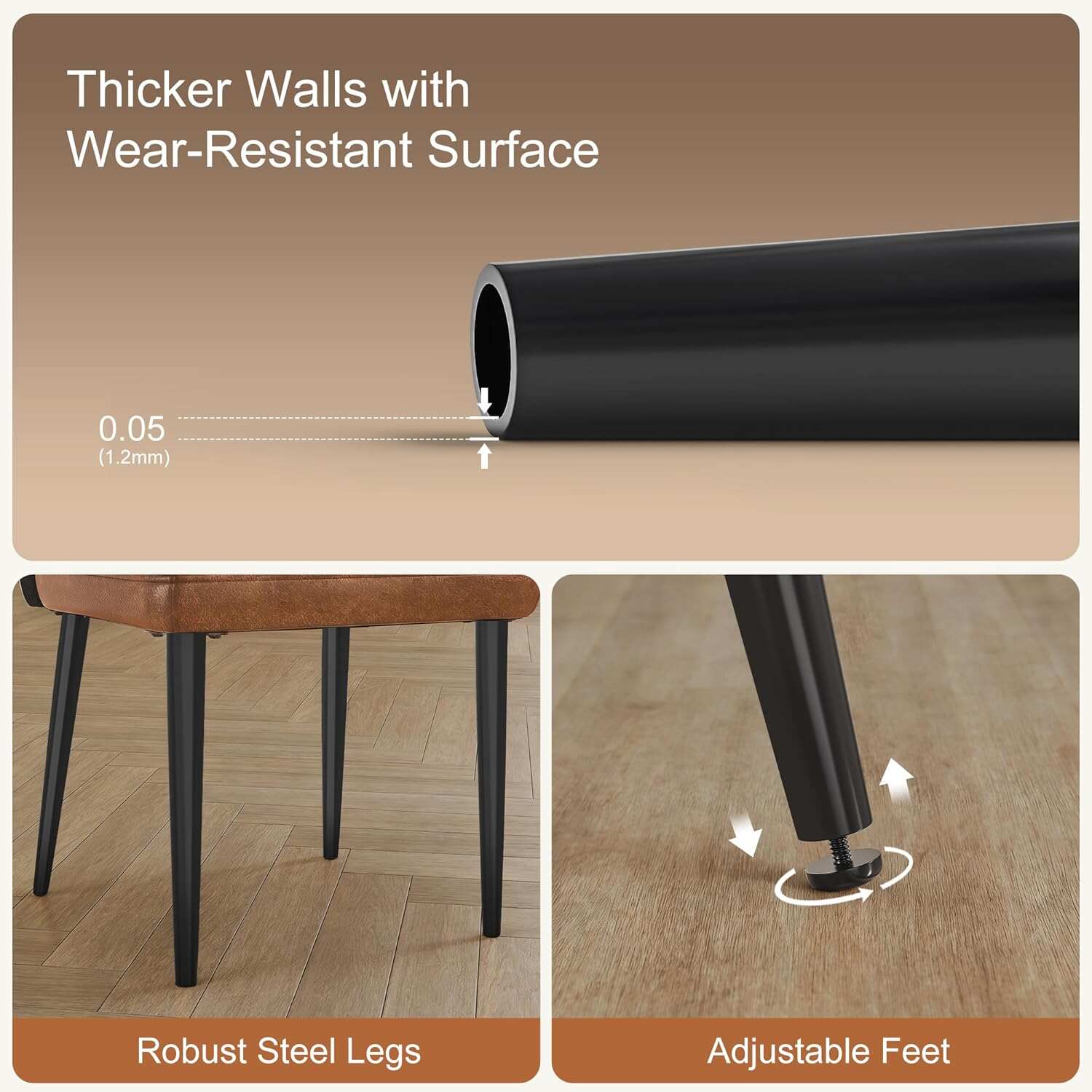 VECELO Upholstered PU Dining Chairs Set of 2