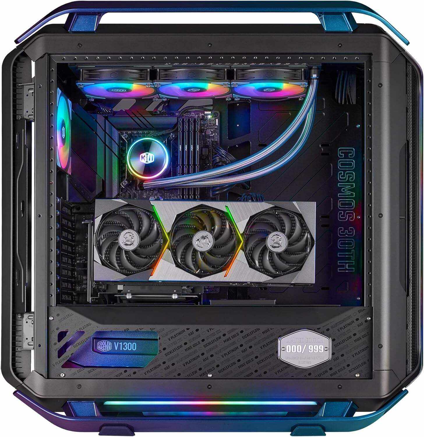 Cooler Master 30th Year Anniversary Cosmos Infinity Gaming PC Desktop – AMD Ryzen 9 7950X - NVIDIA GeForce RTX 4090-32GB DDR5-2TB M.2 NVMe SSD – WiFi - Windows 11 Pro