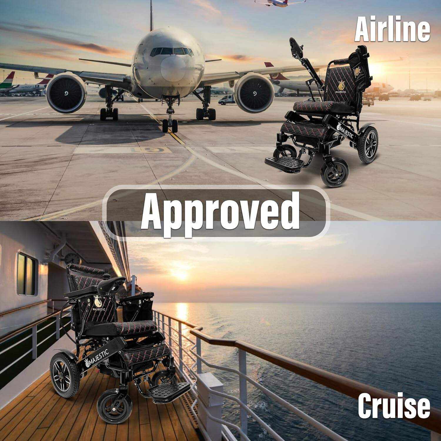 MALISA Electric Wheelchair for Adults, Portable All Terrain Lightweight Wheelchairs, Foldable Motorized Power Wheel Chair, Leather Seat (17.5