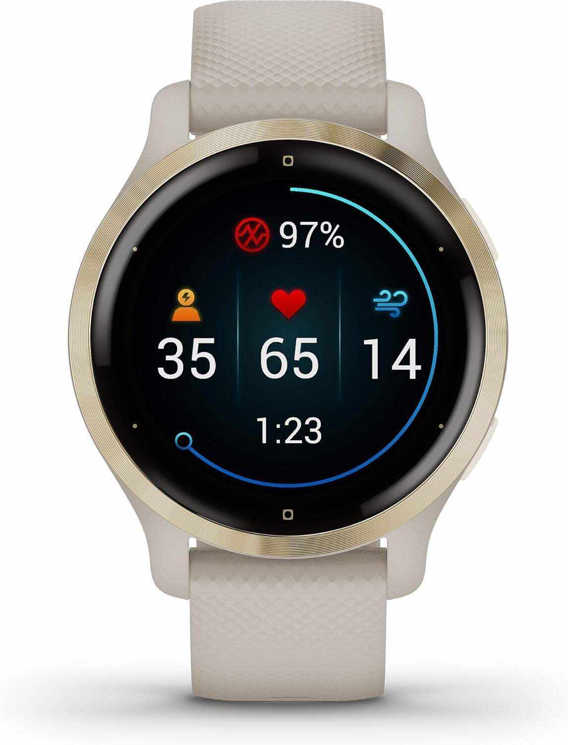 Garmin Venu 2, GPS Smartwatch with Advanced Health Monitoring and Fitness Features, Slate Bezel with Black Case and Silicone Band , 27.9 mm