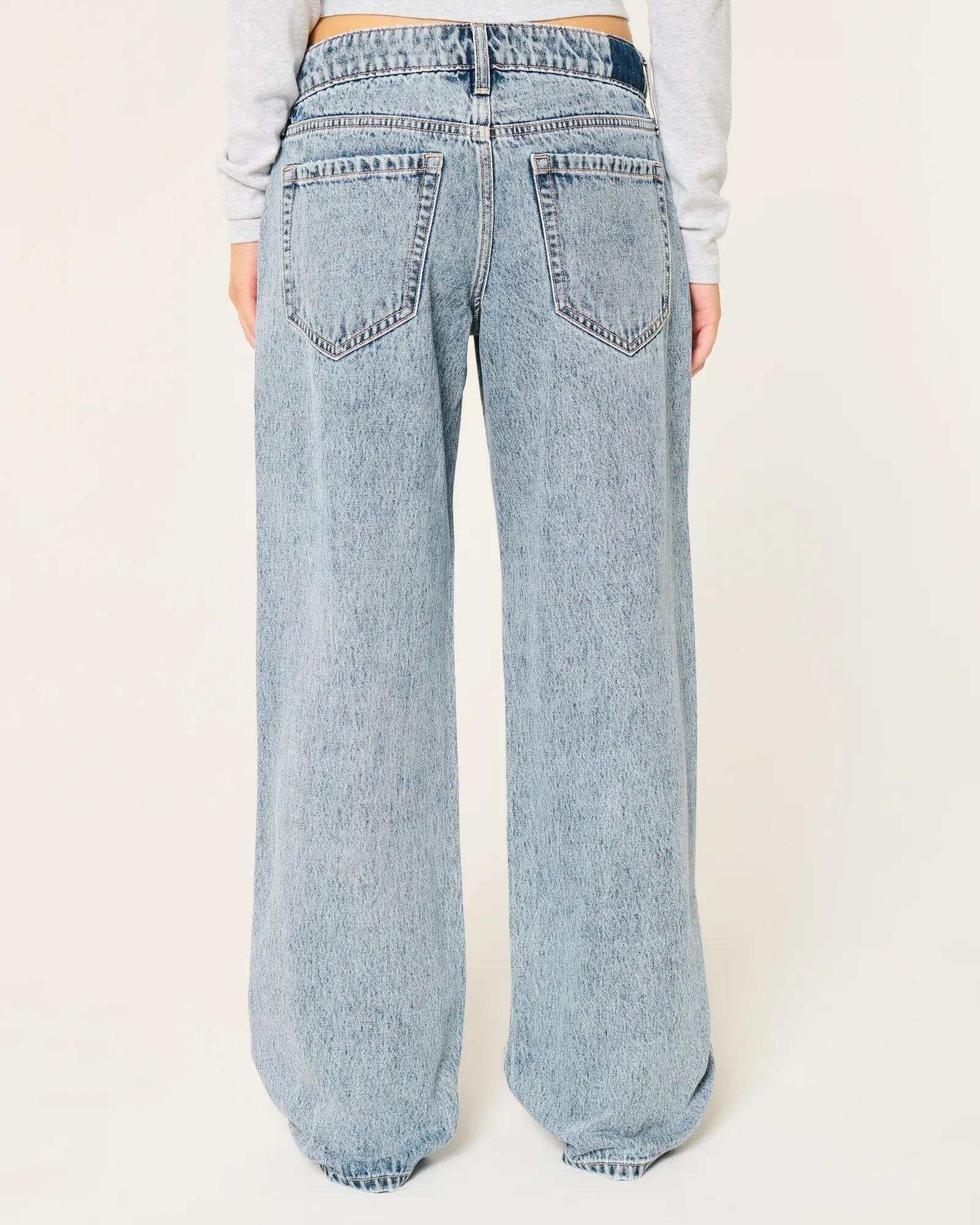 Low-Rise Dark Wash Baggy Jeans