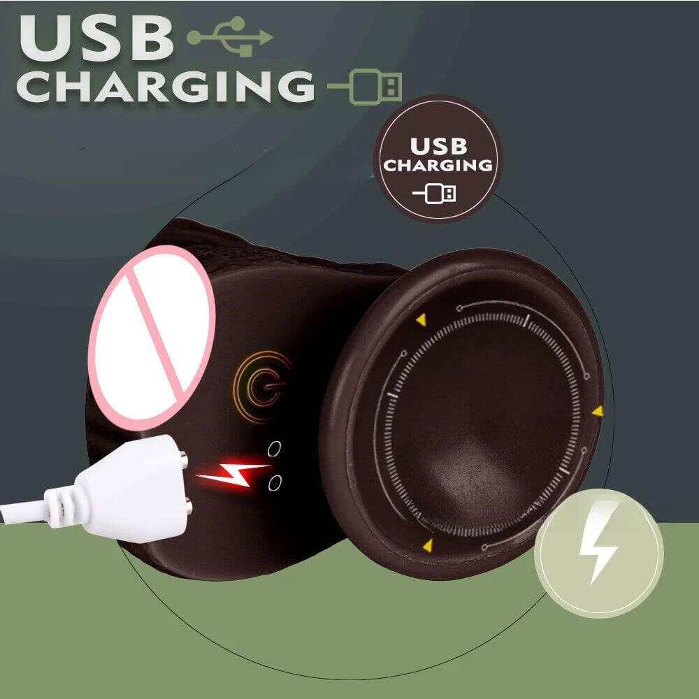 Black coffee colored simulated penis wireless telescopic rotating vibration adult and female sexual products