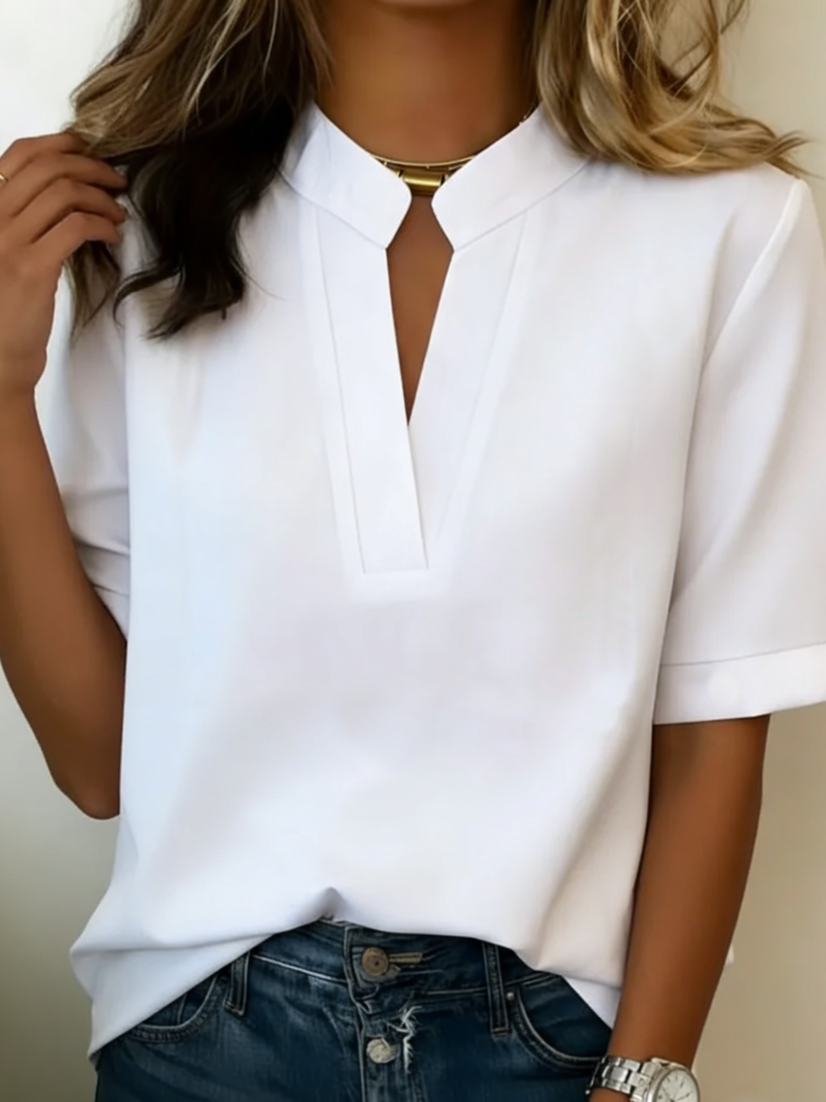 🔥Summer Arrivals🌟Minimalist Basic Loose Cotton And Linen Short-sleeved Shirt