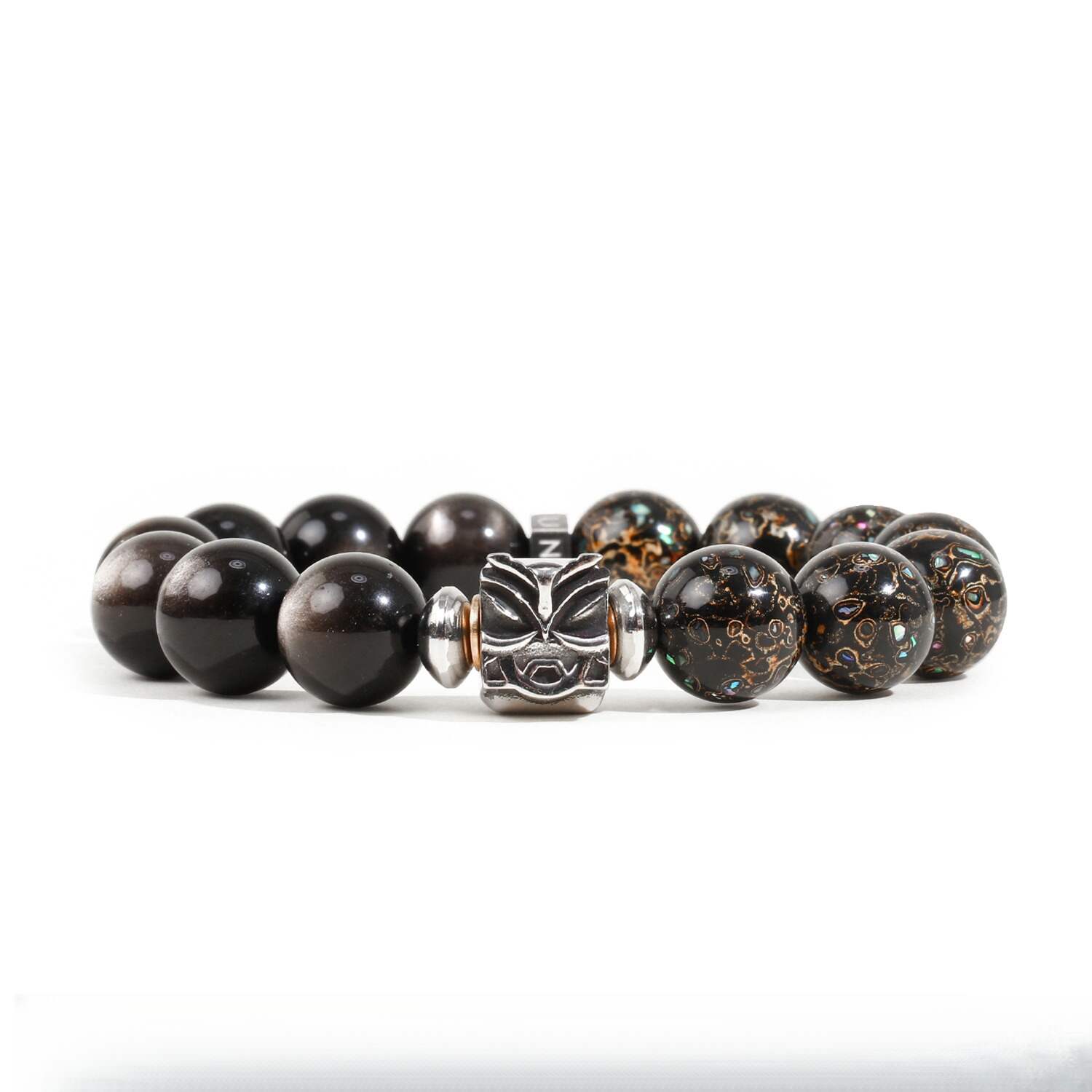 Pixiu Silver Obsidian Wealth-Attracting and Good Luck Lacquer Bead Bracelet