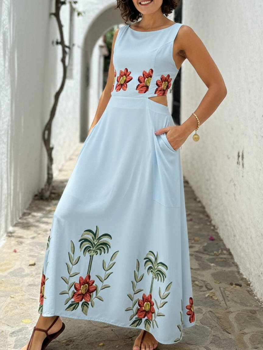 🔥Summer Arrivals🌟Island Floral Print Vest And Skirt Stretch Two-piece Set