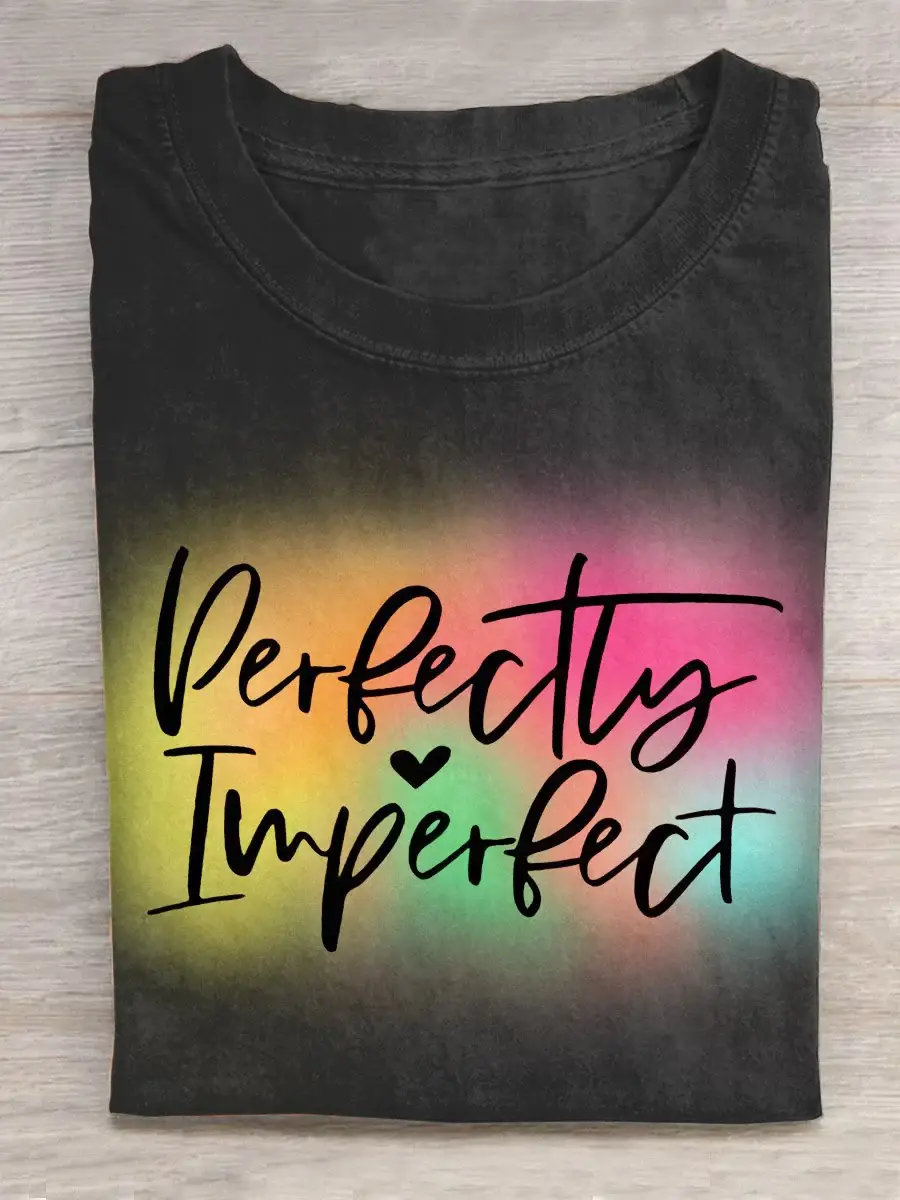 Rainbow Perfectly Inperfect Art Print Design T-shirt