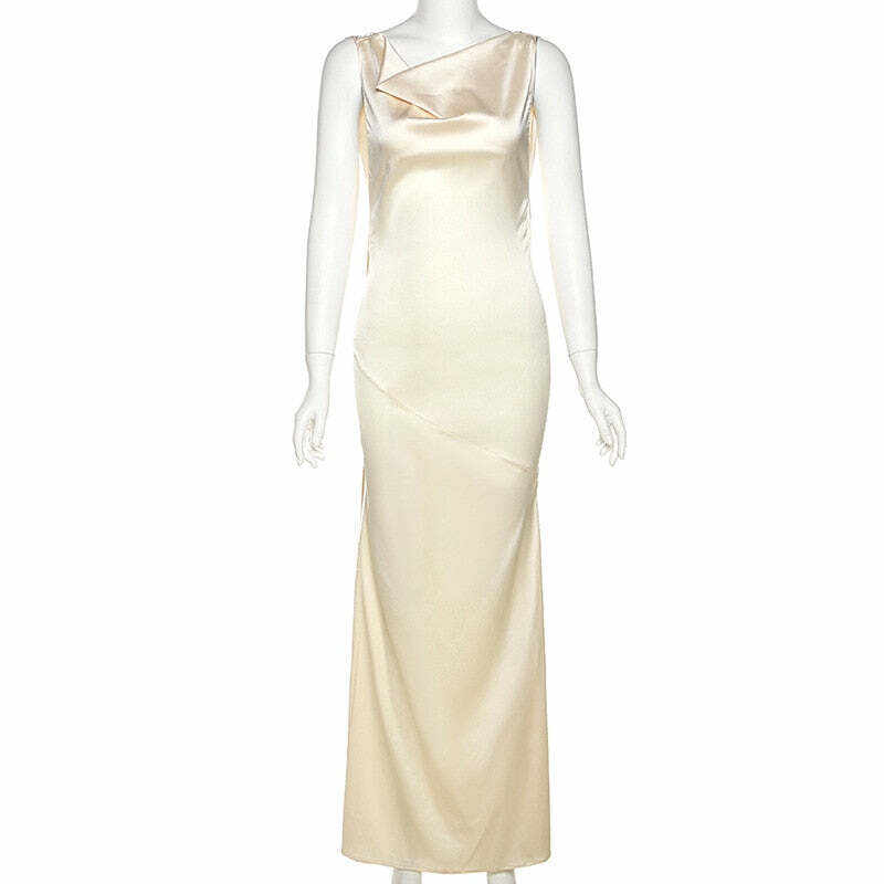 Satin V Neck Strapless Club Sexy Maxi Dress