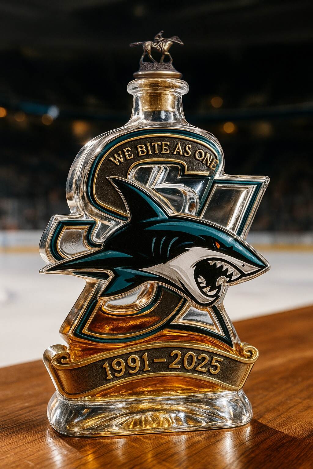San Jose Sharks 34th Anniversary Whiskey Bottle