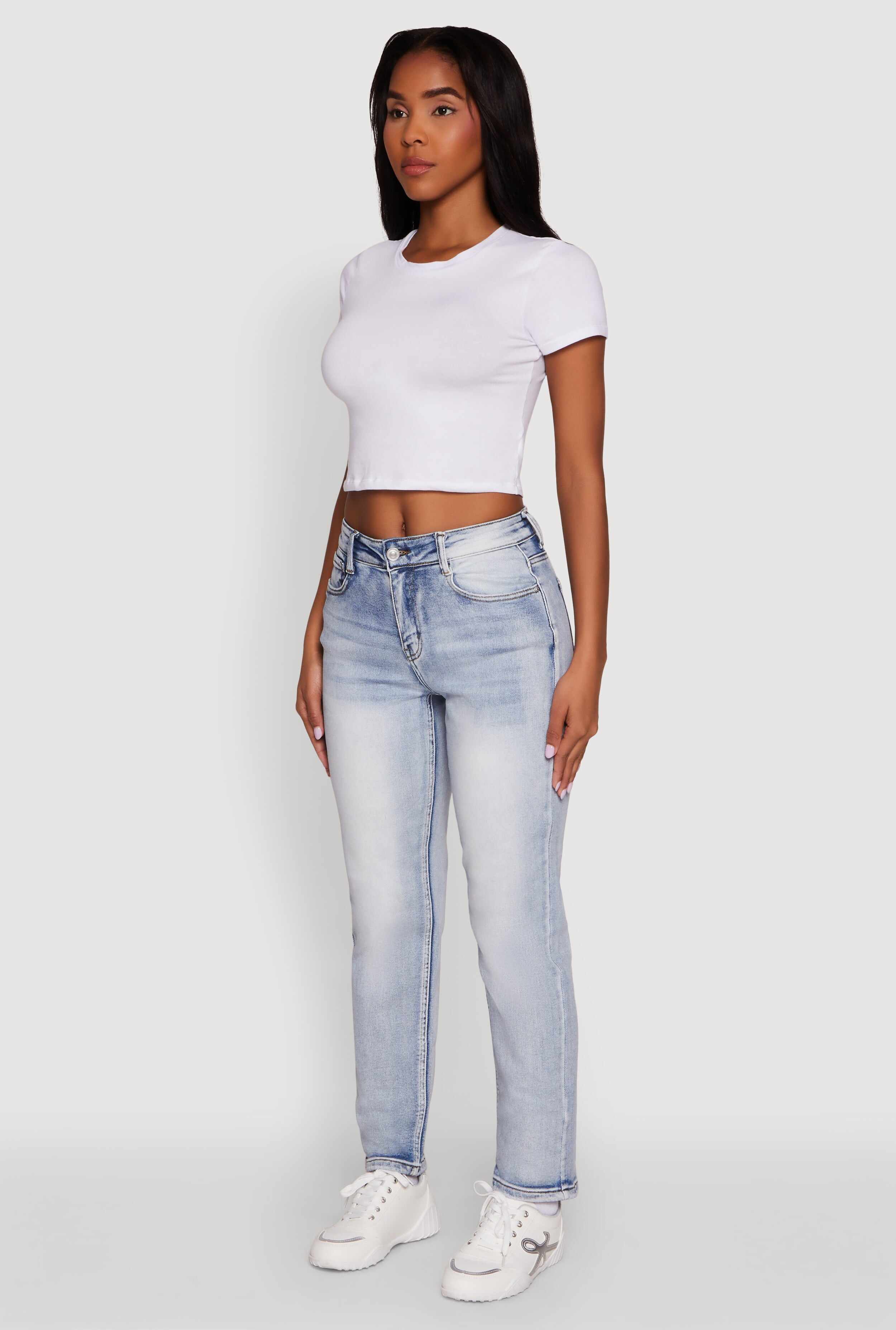 WAX High Waisted Straight Leg Stretch Jeans