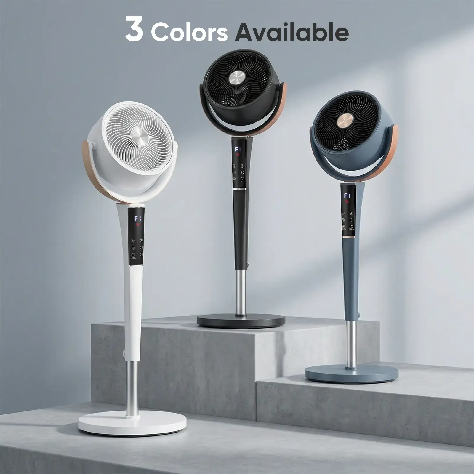Standing Pedestal Fan Quiet 20dB DC Air Circulator 15 Speeds 5 Modes 120° Oscillation 12H Timer Adjustable Height with Remote & LED Light