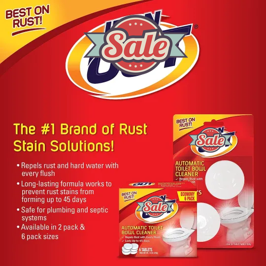 Automatic Toilet Bowl Cleaner, Repel Rust and Hard Water Stains with Every Flush, Household Toilet Cleaner, Pack of 1, 6 Tablets, White