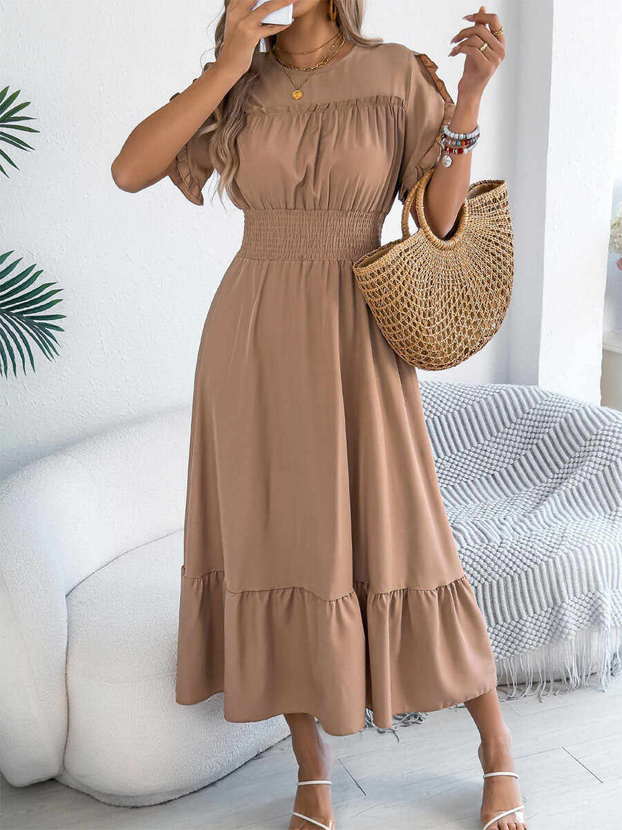 🔥Summer Arrivals🌟Women's Casual Ruffled Short-sleeved Maxi Dress