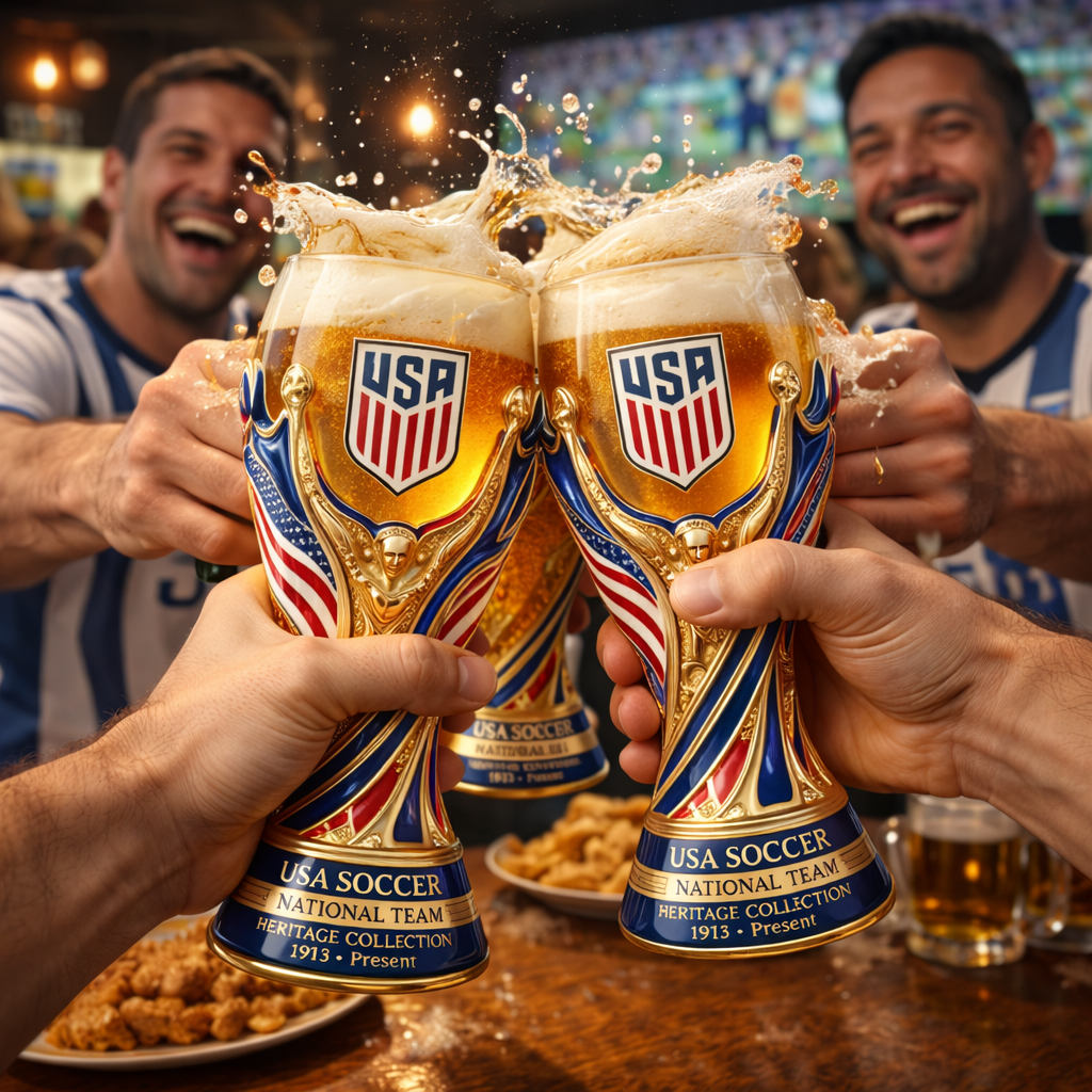 The World Cup trophy-shaped glass cup for the US national team