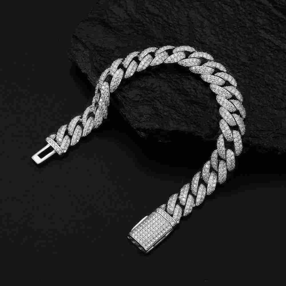 10mm S925 2 Row Moissanite Bubble Cuban Link Bracelet