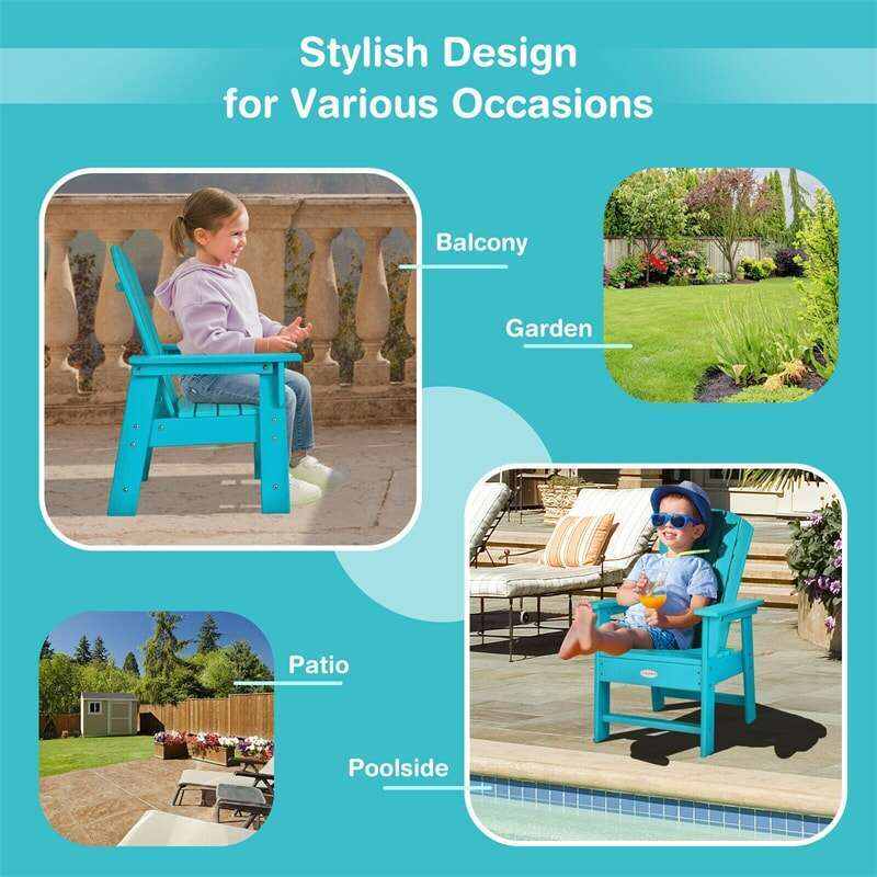 Patio Kids Adirondack Chair Outdoor Chair with Ergonomic Backrest