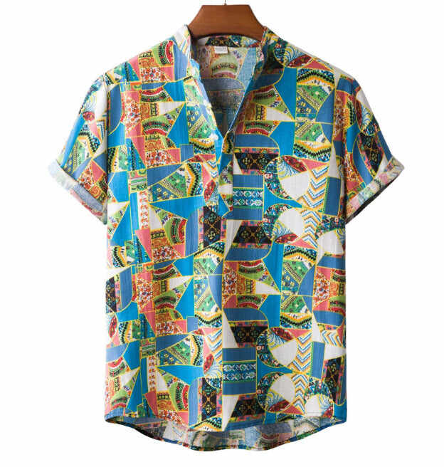 Men's Summer Loose V-neck Short-sleeved Shirt