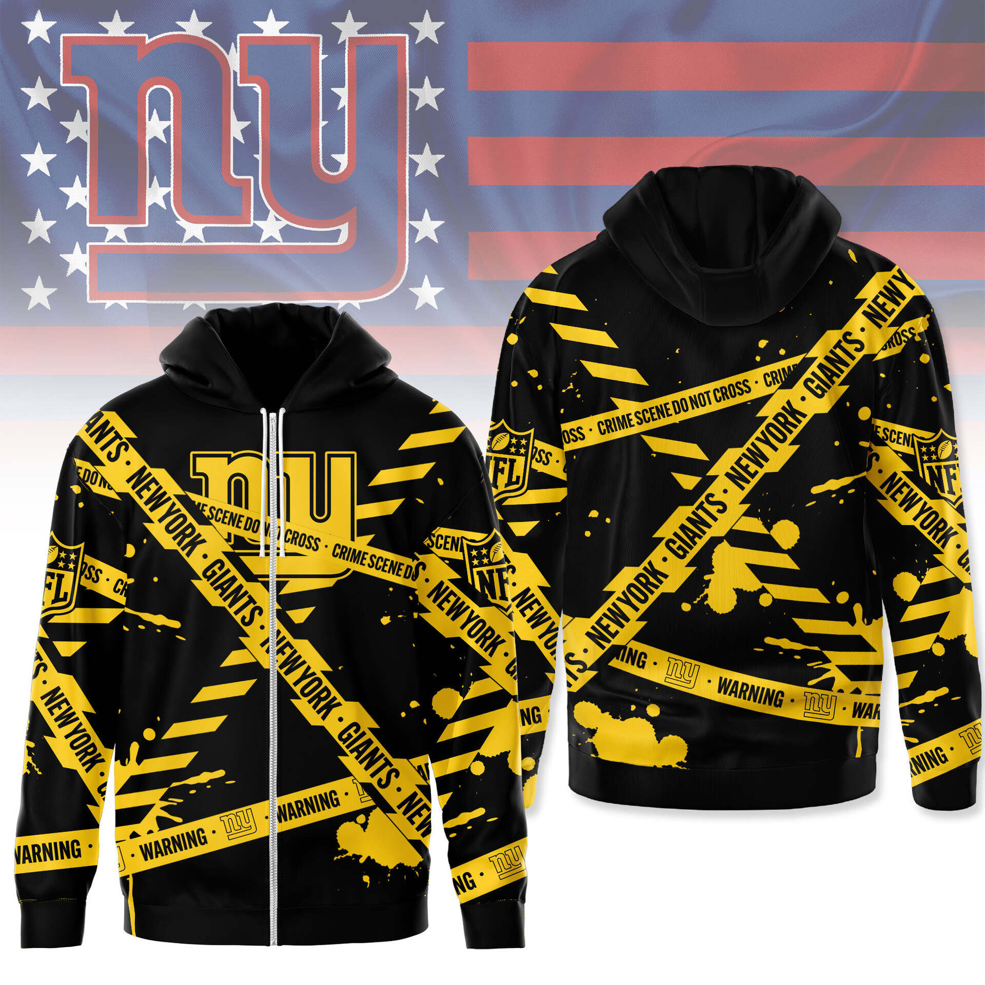 New York Giants | Premium NFL Yellow Caution Tape 3D Hoodie MM