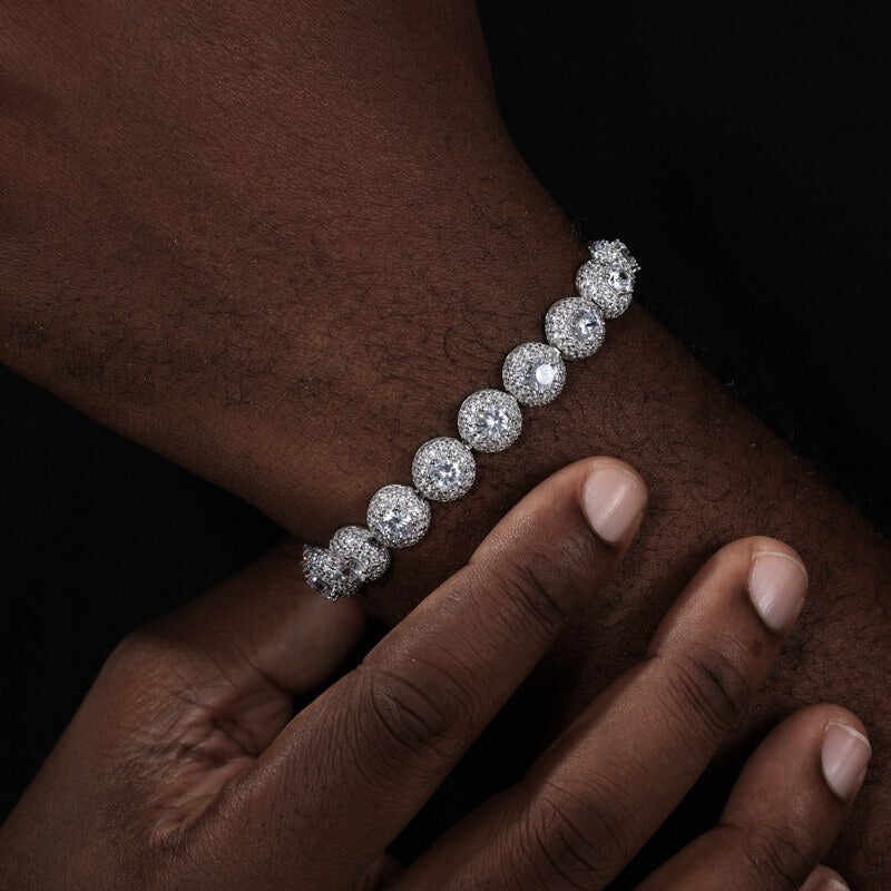 10mm S925 Moissanite Cluster Hemisphere Tennis Bracelet