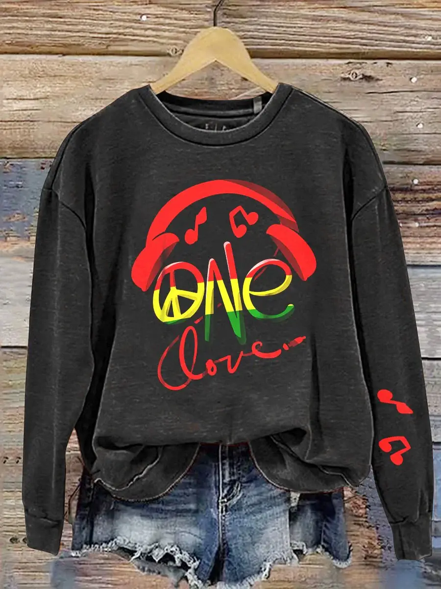 One Love Retro Reggae  Casual  Sweatshirt