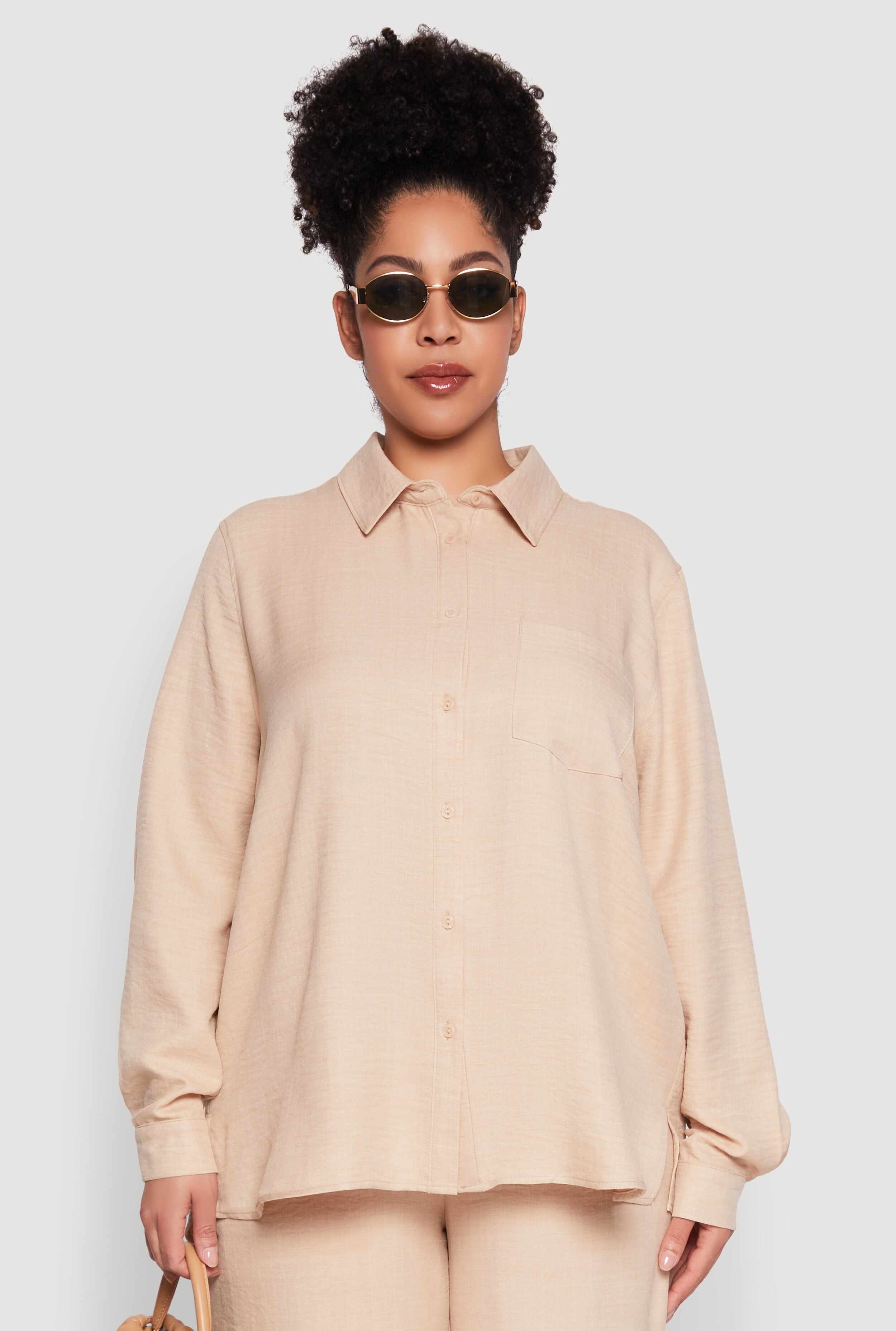 Plus Size Linen Oversized Shirt