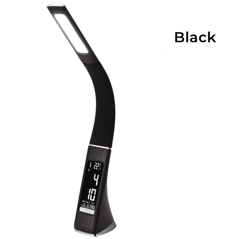 LED Desk Lamp With Calendar Temperature Alarm Clock 3 Modes Lighting Eye-Protected Reading Light Table Lamp For Student Office USB Charging LED Lamp