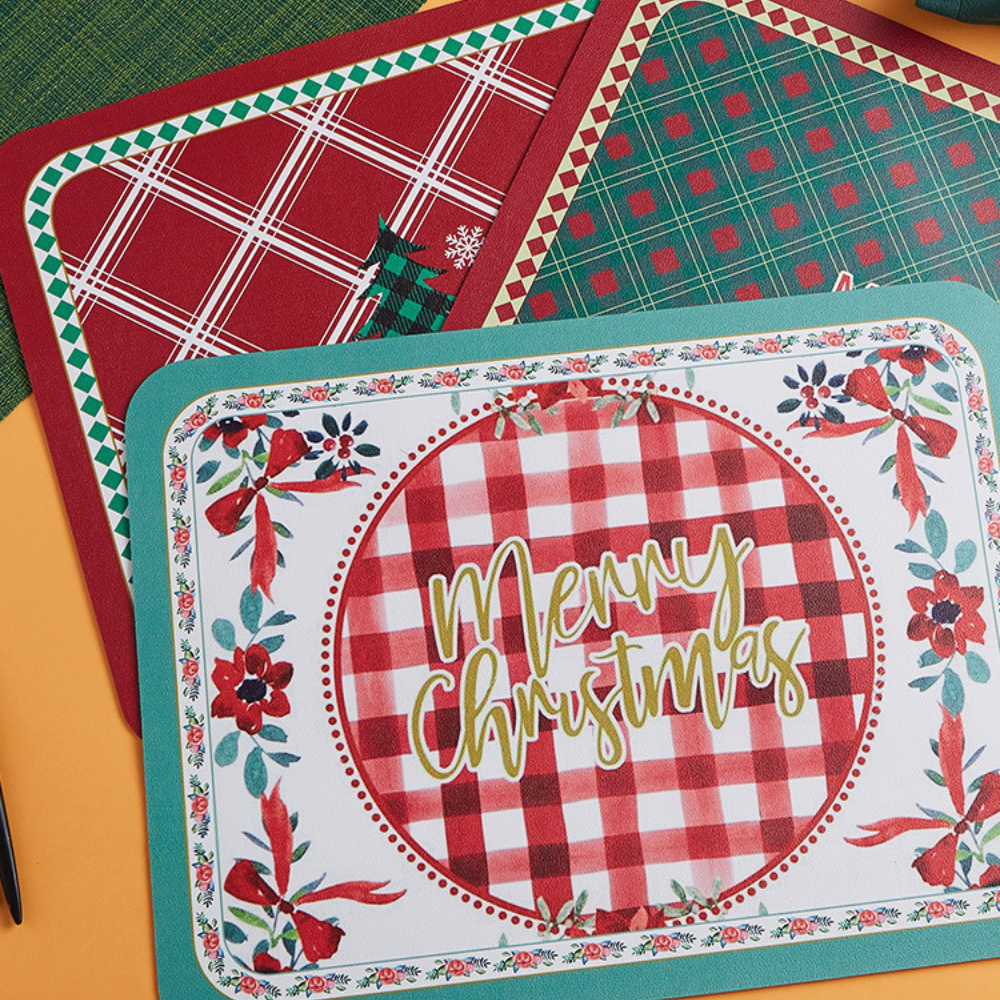 Faux Leather Christmas Heat Resistant Placemats (2 Pcs)