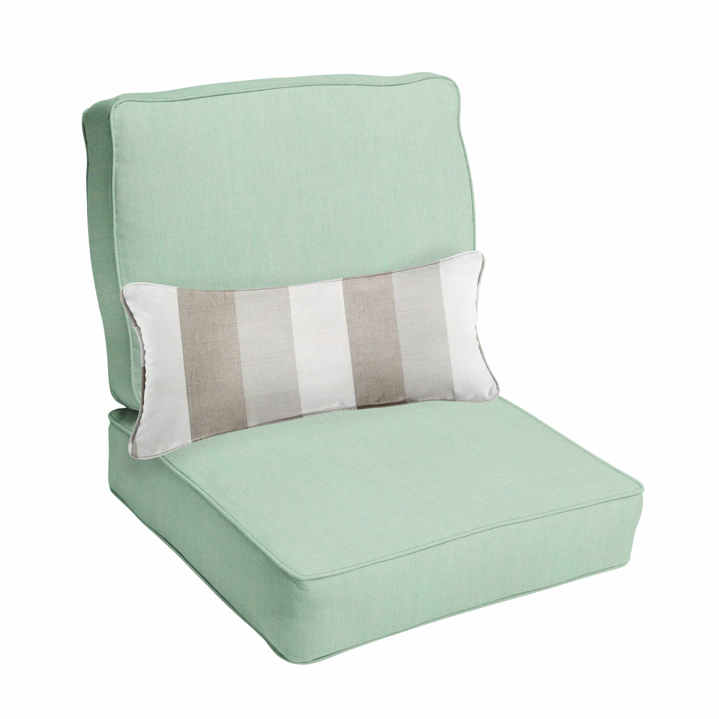 Sorra Home Oakley Sunbrella Solid Indoor/ Outdoor Corded Chair Cushion Set and Lumbar Pillow