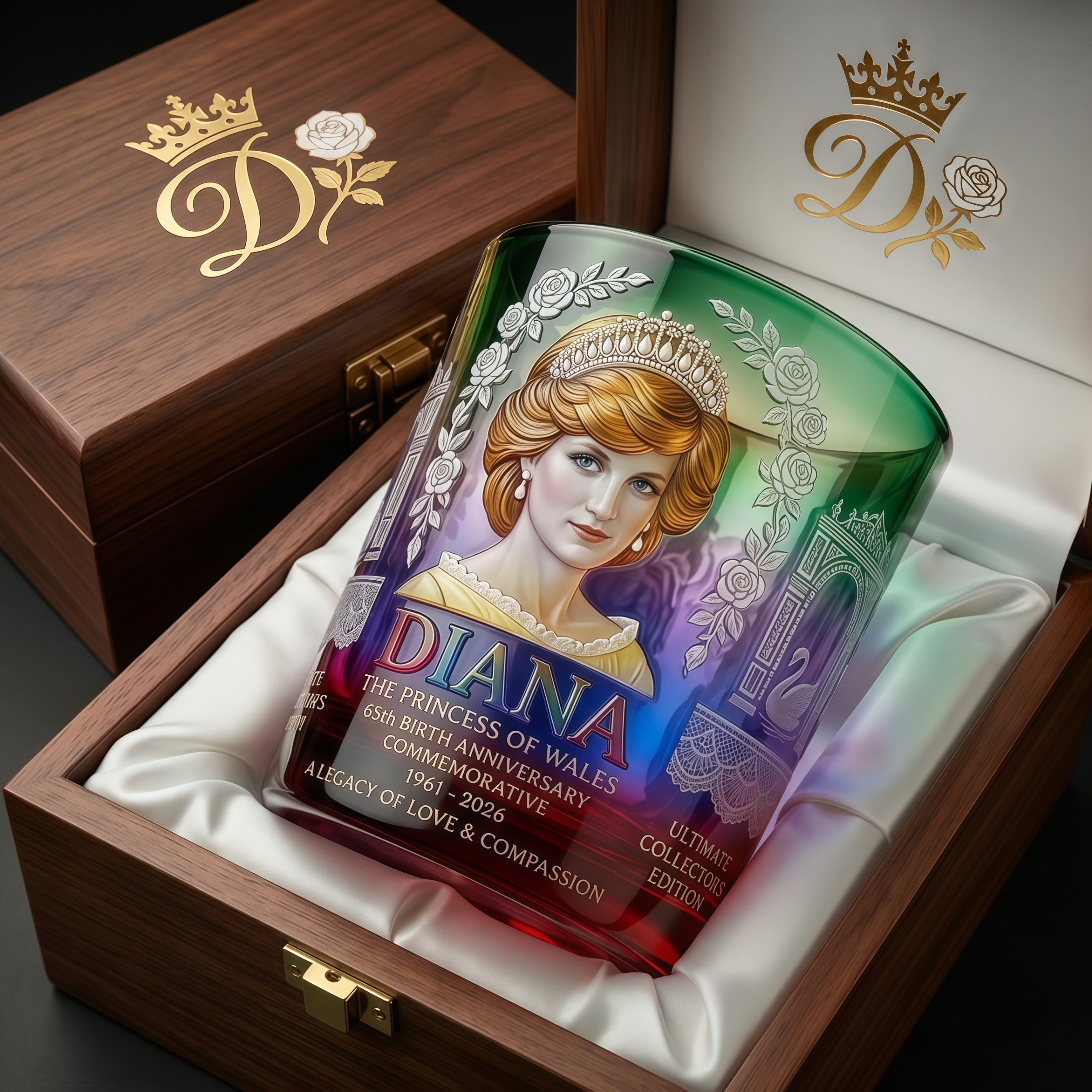 Princess Diana 65th Anniversary Commemorative Whiskey Glass