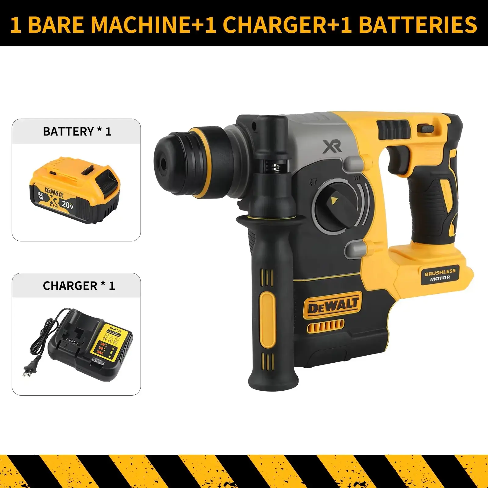 DCH273 Brushless Rotary Hammer,2.1J Impact Energy,360 ° Handle–Efficient for Concrete,Brick&Stone Drilling For 20V 6.0Ah Battery