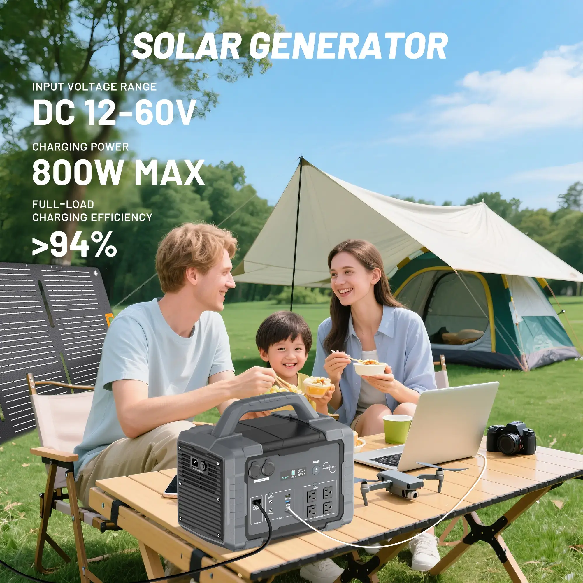 1800W/1024Wh Portable Power Station 1.5-Hour Fast Charging 4x1800W AC 100W USB-C Output Home Backup Generator High-Efficiency Power Output Portable Inverter Multi-Port Charger  (200W/400W Solar Panel Optional)