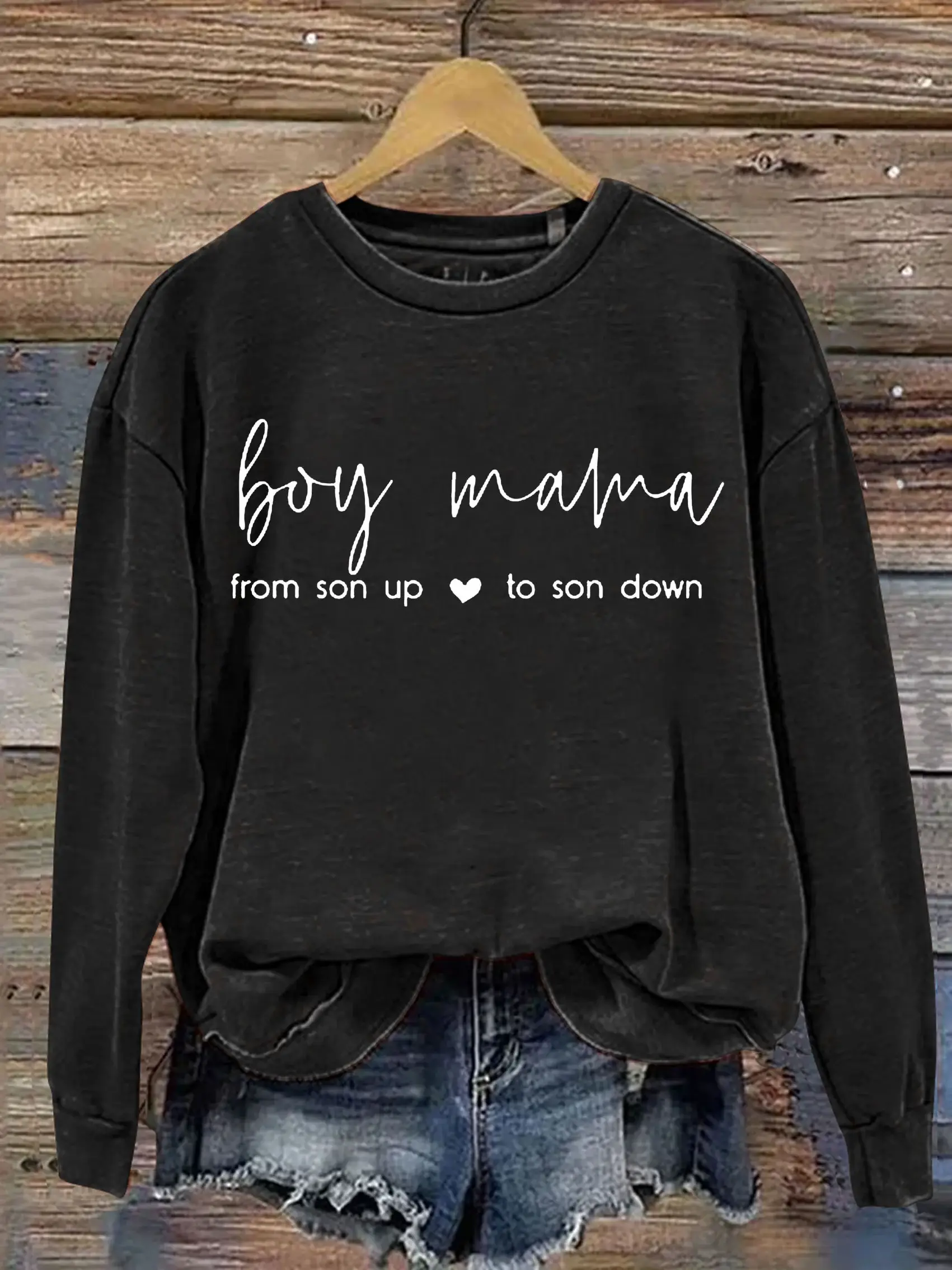 Boy��s Mom Letter Print Casual  Sweatshirt